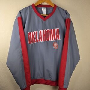 University Oklahoma OU‎ Sooners Knights Apparel Mens M Gray Windbreaker Pullover